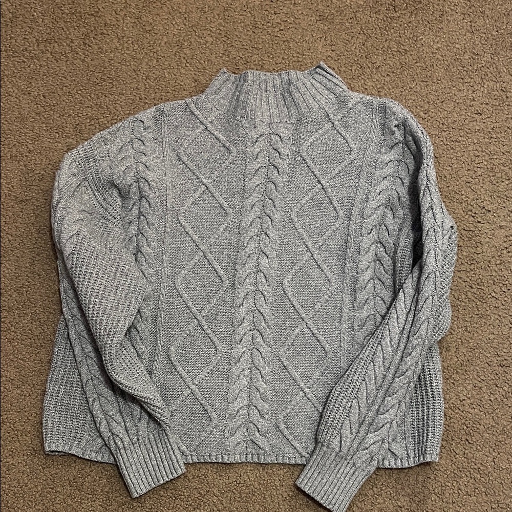 Old Navy Gray Cable Knit Turtleneck Sweater